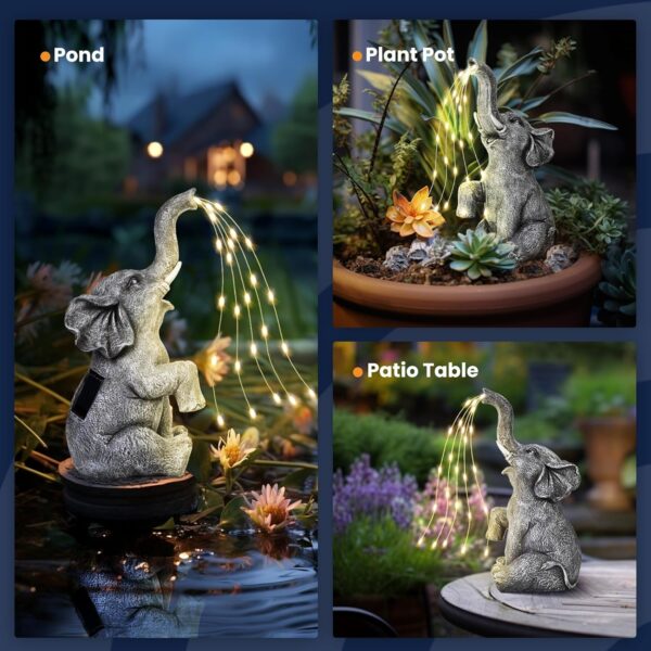 GIGALUMI Solar Garden Decor Watering Elephant Statues Outdoo... - Image 8