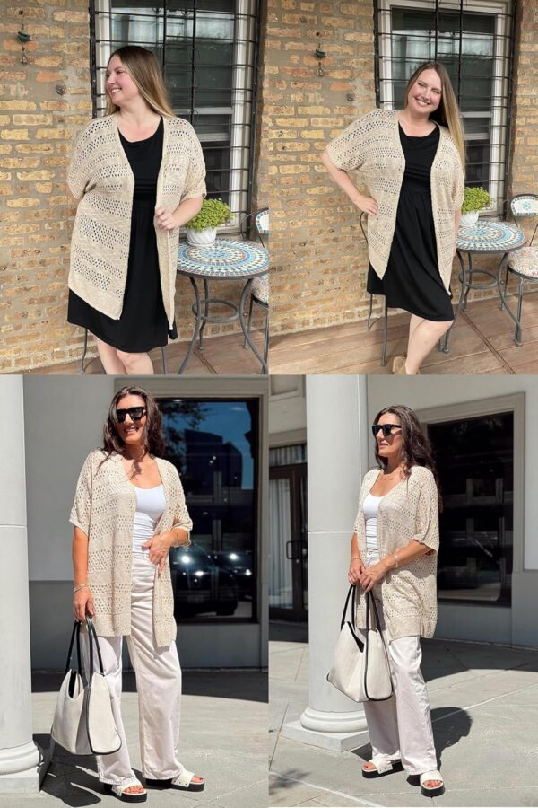 IN'VOLAND Plus Size Lightweight Crochet Cardigan for Women S... - Image 5