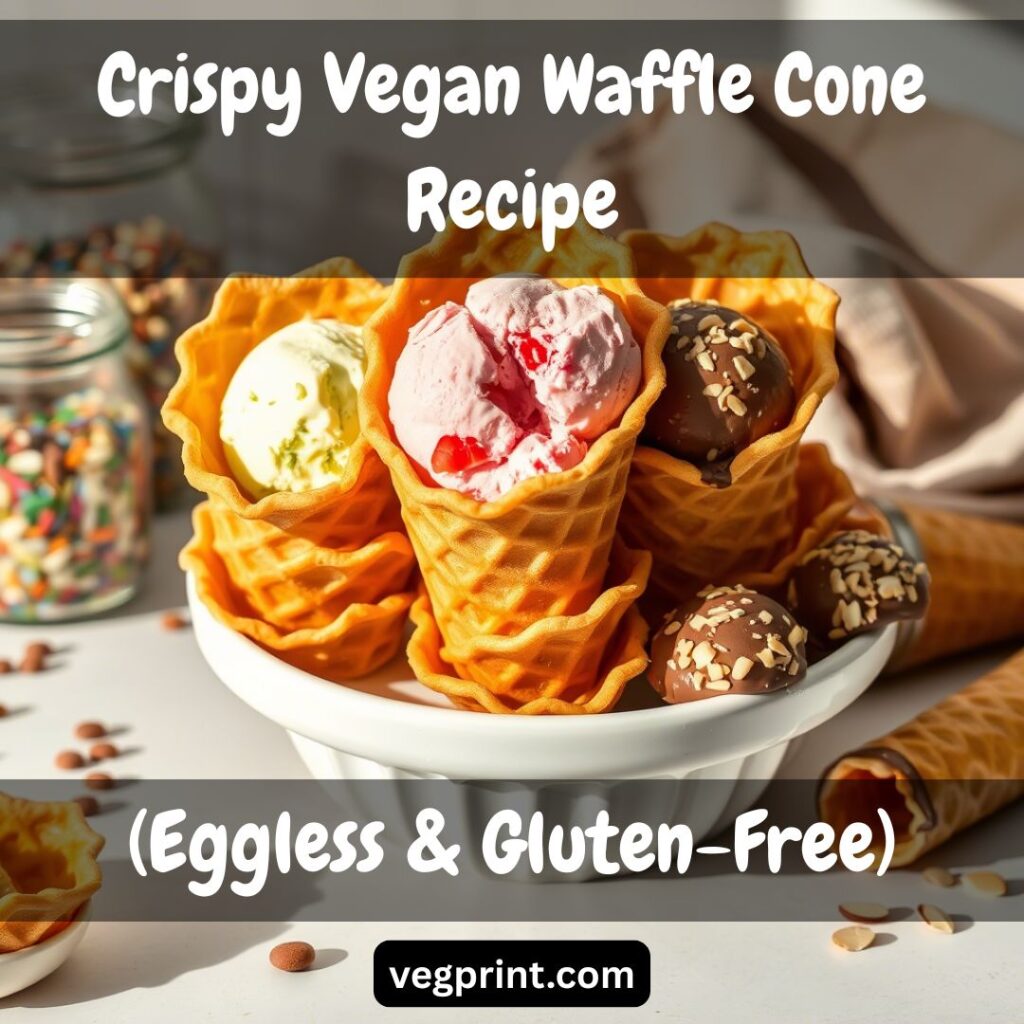 Crispy Vegan Waffle Cone Recipe (Eggless & Gluten-Free)